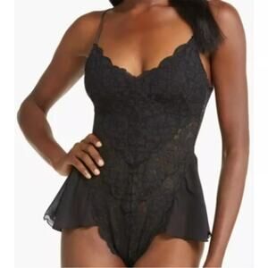 We Are HAH Hot As Hell Free People Maid To Wear Lace Bodysuit Black Small New